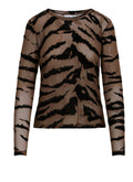 Zebra Print Mesh Top - Brown