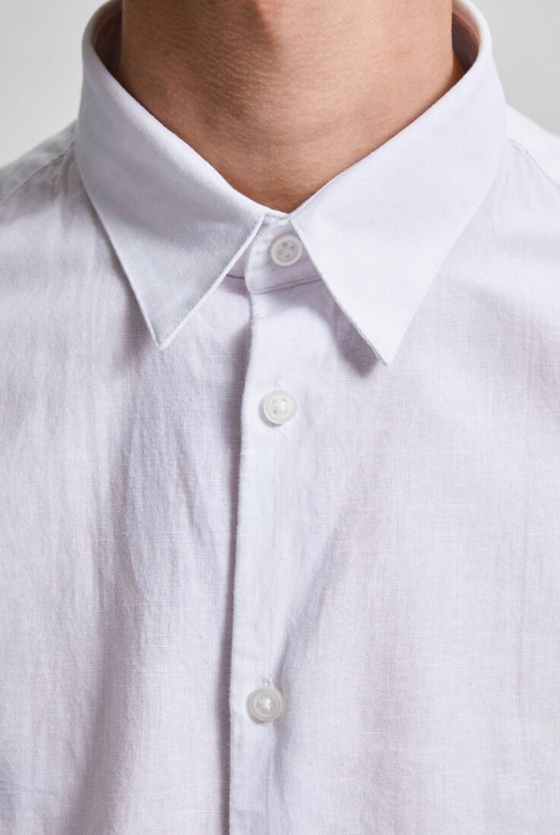 Linen-Organic Cotton Blend Shirt - White