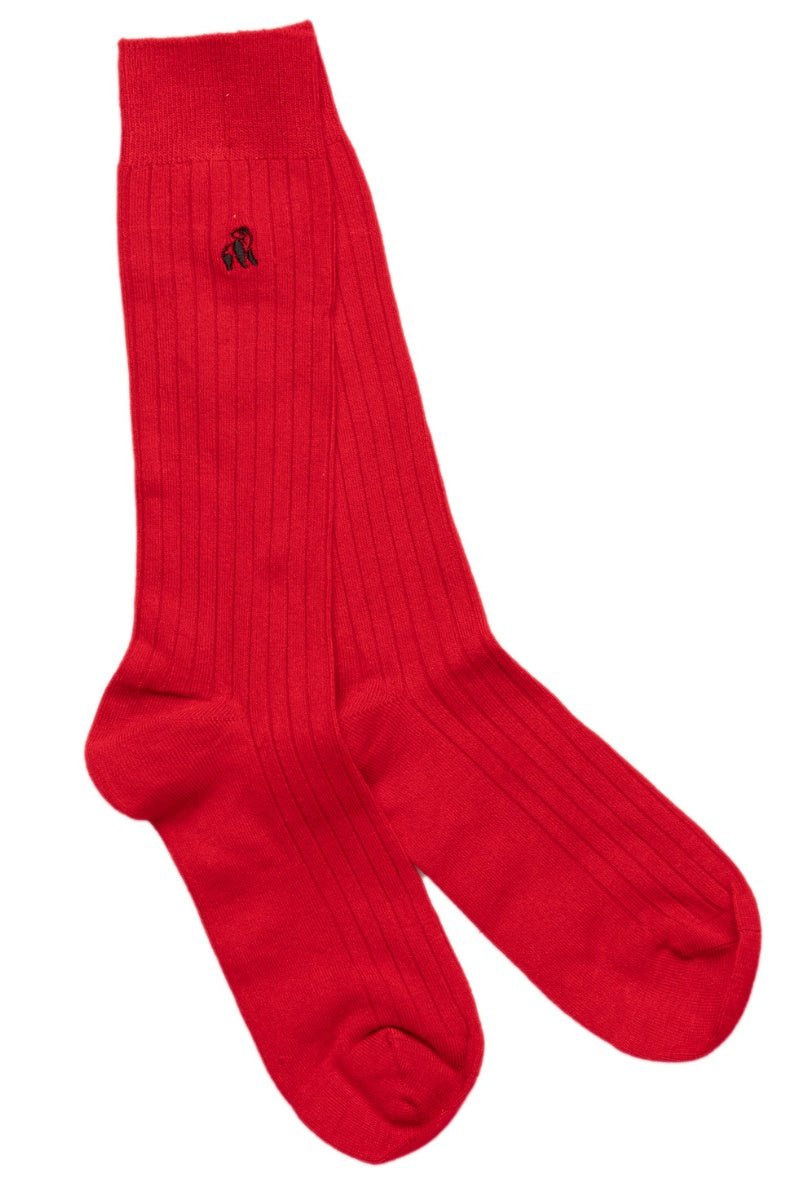 Red Ribbed Bamboo Socks