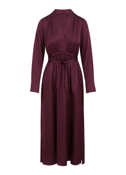 dress with v-neck gatherings - Bordeaux