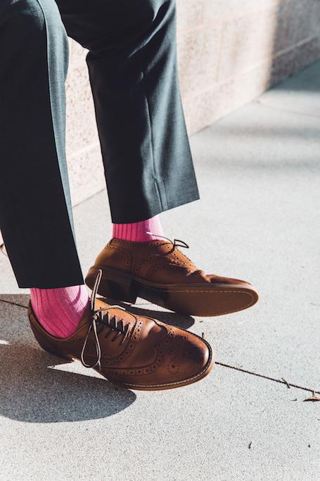 Rich Pink Ribbed Bamboo Socks