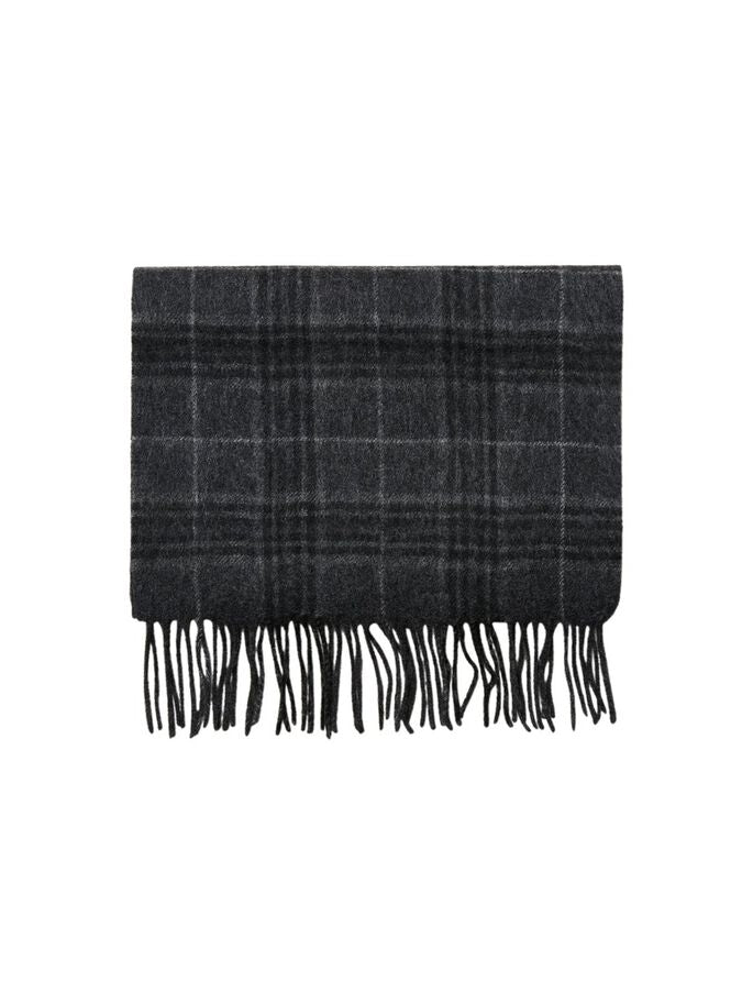 checked wool scarf - dark grey melange
