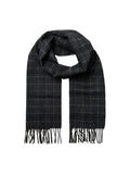checked wool scarf - dark grey melange
