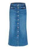 COTTON DENIM HW LONG SKIRT