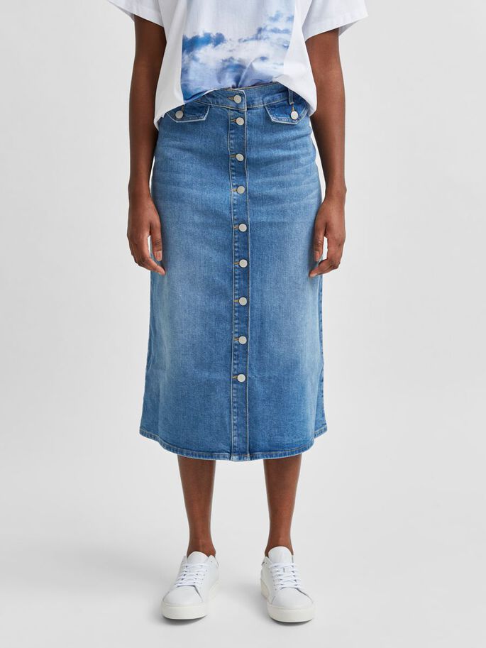 high waist organic cotton denim skirt