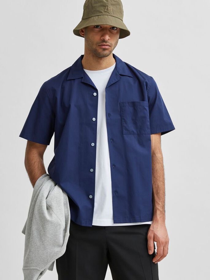relaxed fit resort shirt - peacoat