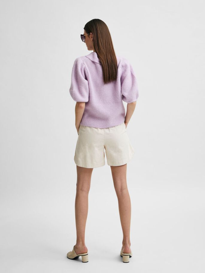 A-LINE TAILORED LINEN SHORTS