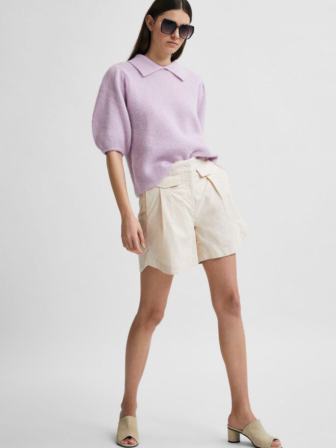 A-LINE TAILORED LINEN SHORTS