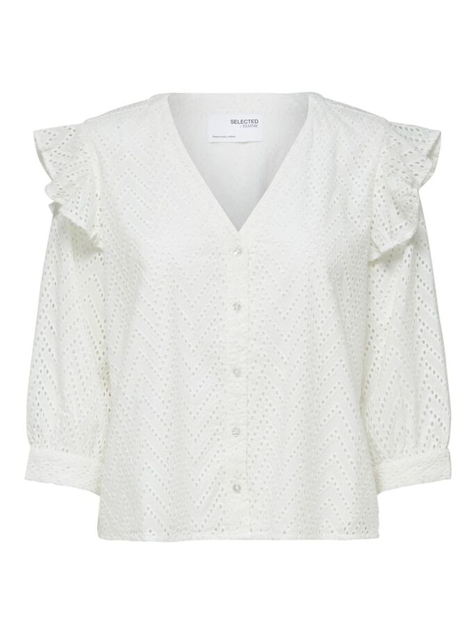 organic cotton broderie anglaise frill shirt