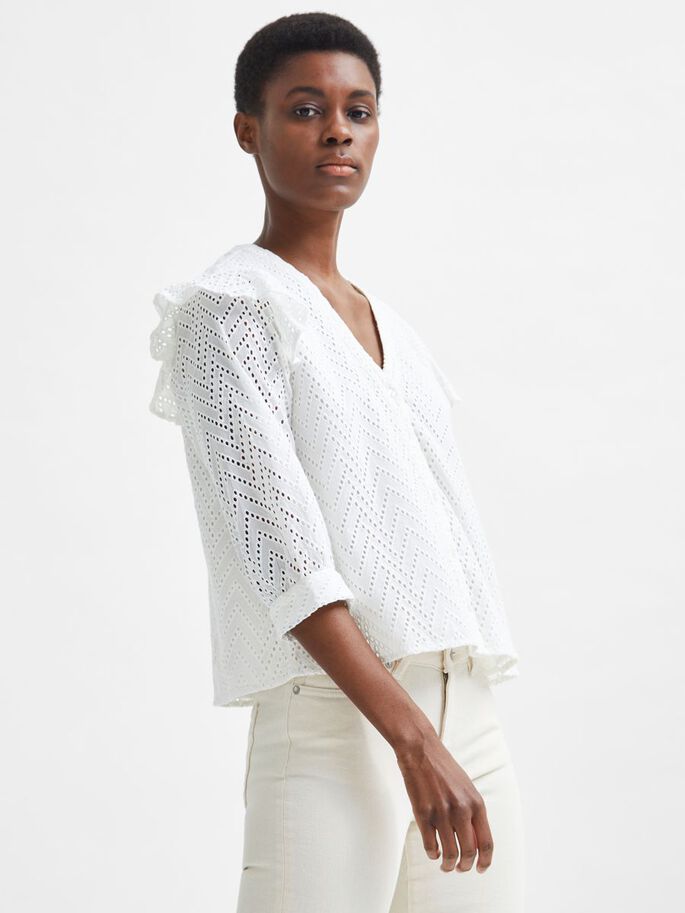 organic cotton broderie anglaise frill shirt