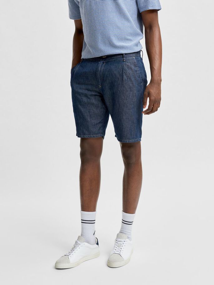 LINEN BLEND ORGANIC DENIM SHORTS