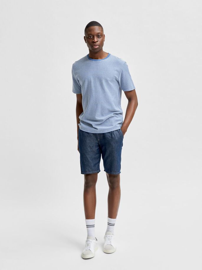 LINEN BLEND ORGANIC DENIM SHORTS