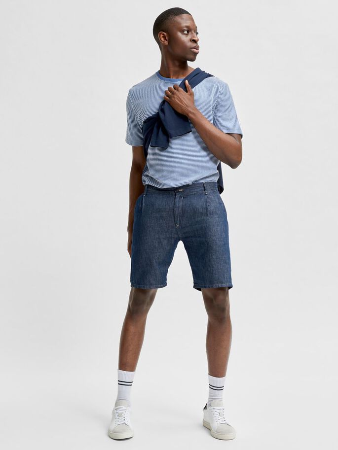 linen-organic blend denim shorts