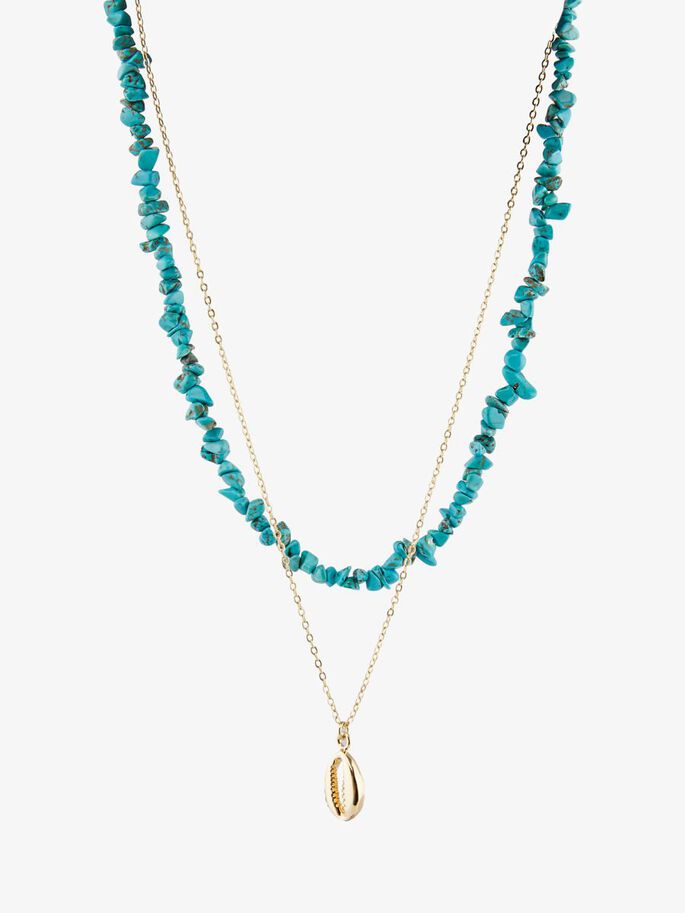 PCNULLA COMBI NECKLACE - SILVER/TEAL