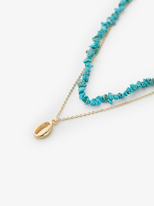 PCNULLA COMBI NECKLACE - SILVER/TEAL