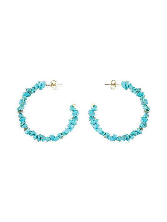 PCNULLA HOOP EARRINGS - GOLD/TEAL