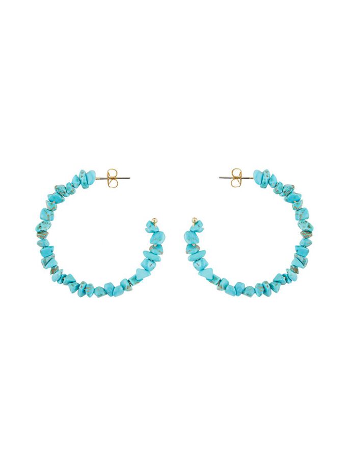 PCNULLA HOOP EARRINGS - GOLD/TEAL