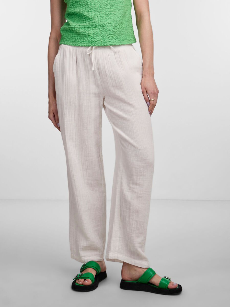 PCKIARA WIDE PANTS - Cloud Dancer