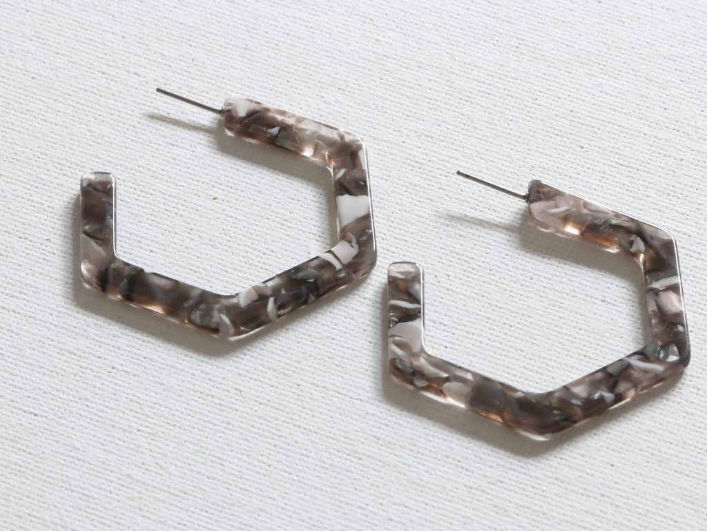 hadriana hexagon resin large hoop earrings