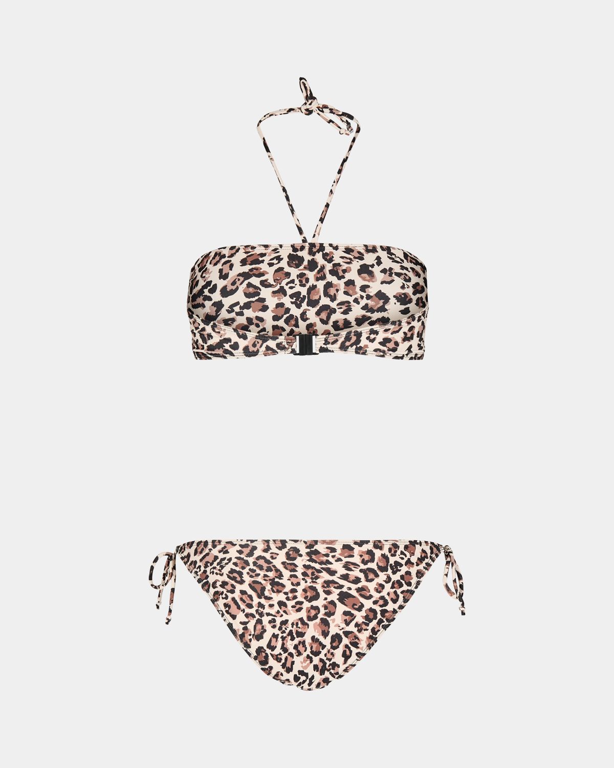 Leo print bandeau bikini