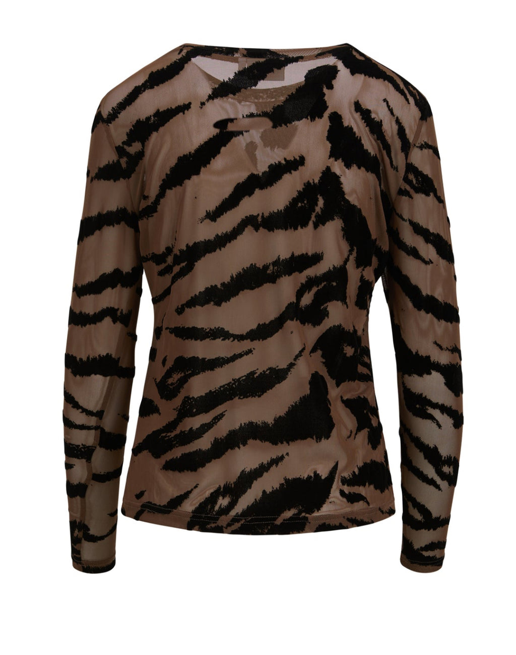 Zebra Print Mesh Top - Brown