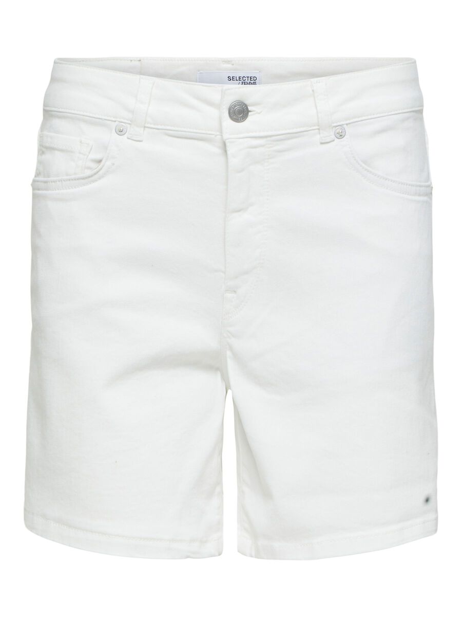 SLFSIA Mid Waist Denim Shorts - White