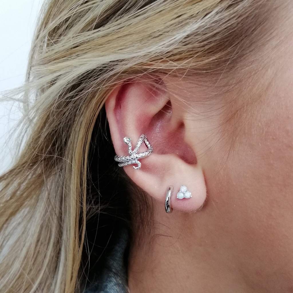 Snake Single Ear Cuff - Silver