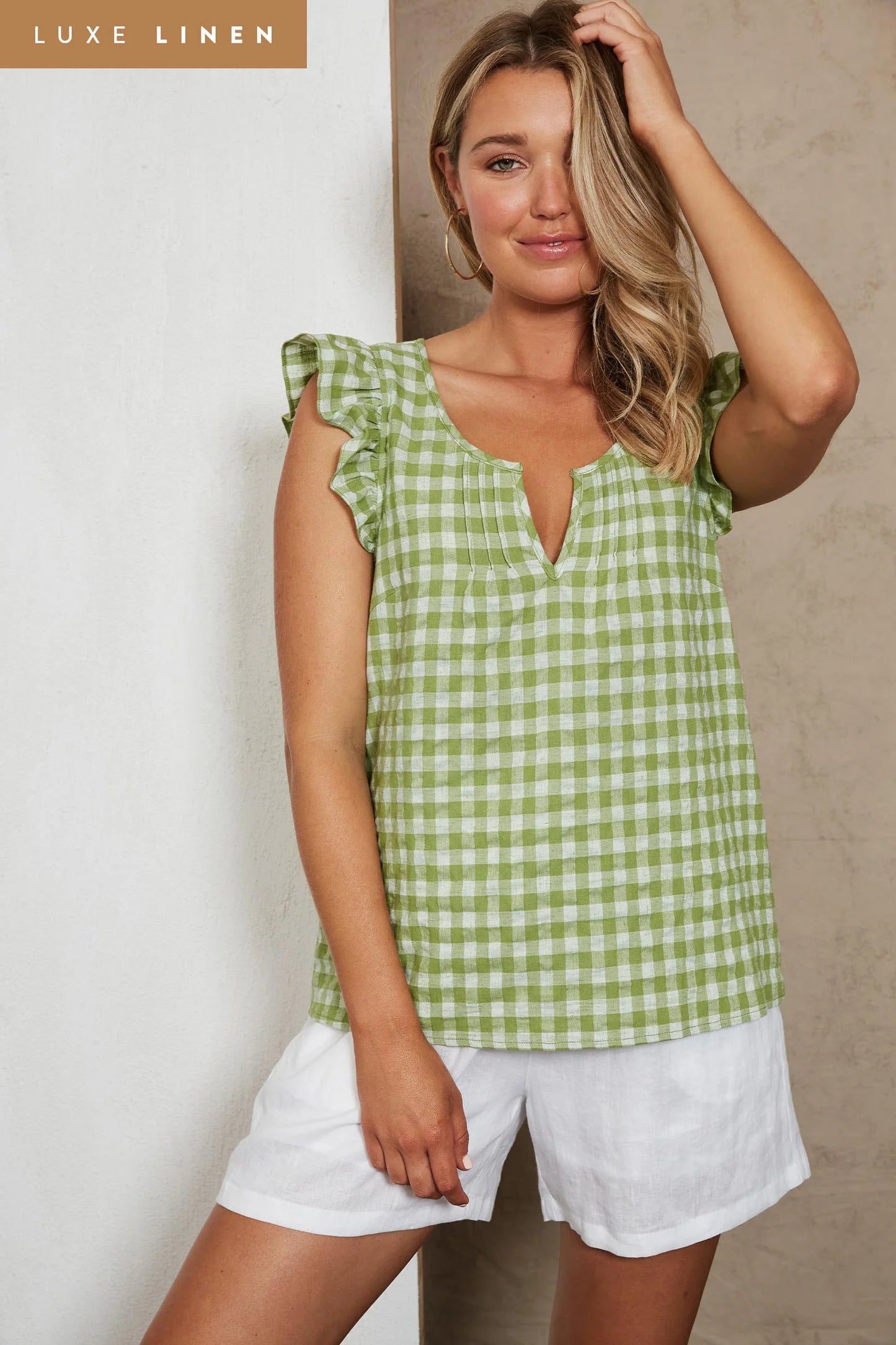 Mimosa Frill Top - Evergreen