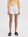SLFSIA Mid Waist Denim Shorts - White