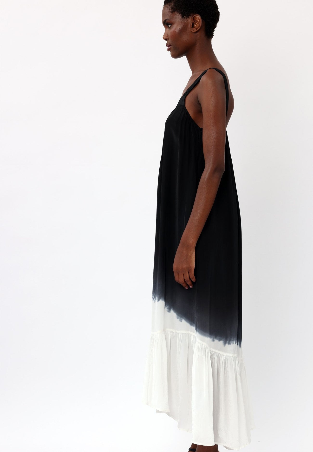 Black Dip Dye Printed Maxi Dress