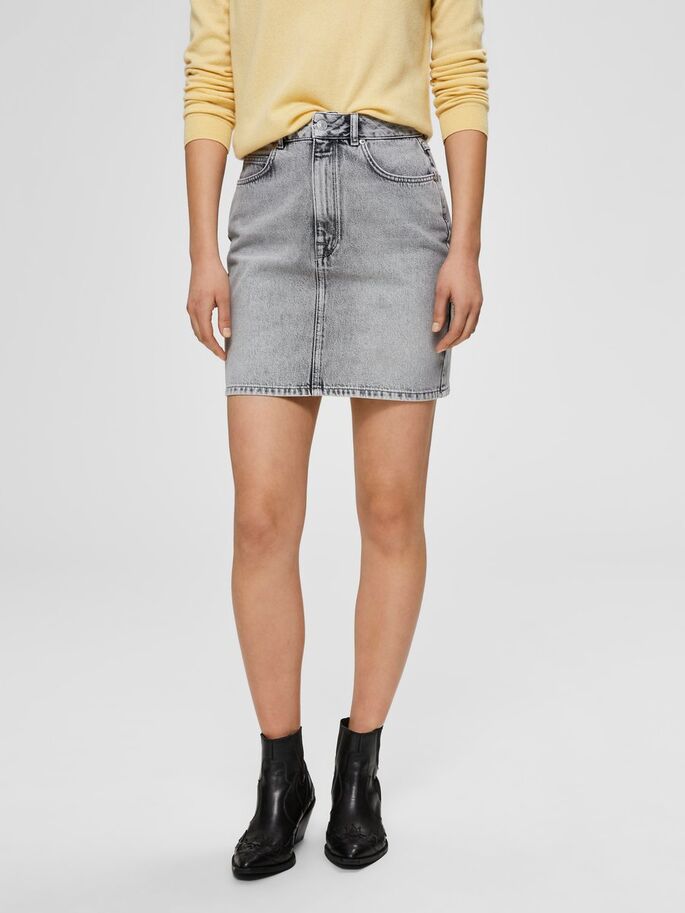 SLFHELENA DENIM SKIRT  - Grey