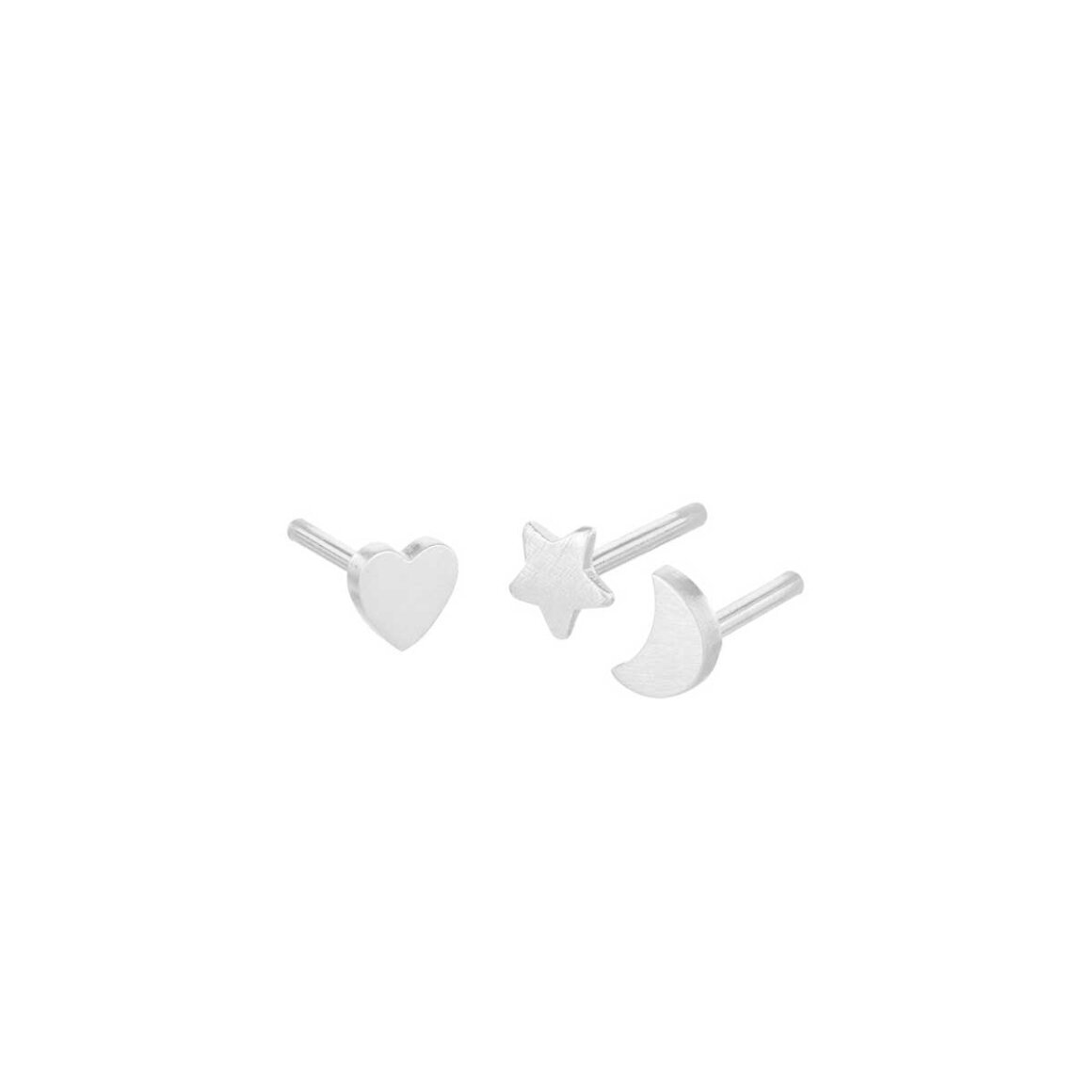 Pernille Corydon - Moon, star and heart silver earrings