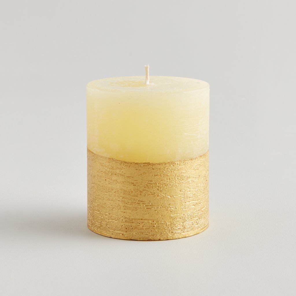 Insipiritus Scented Half Gold Dipped Pillar Candle