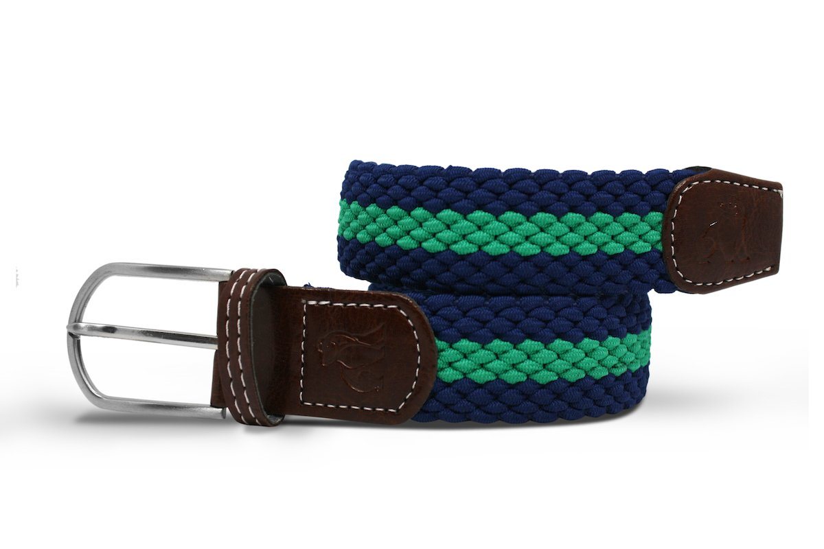 Recycled Woven Belt - Blue/Green Stripe