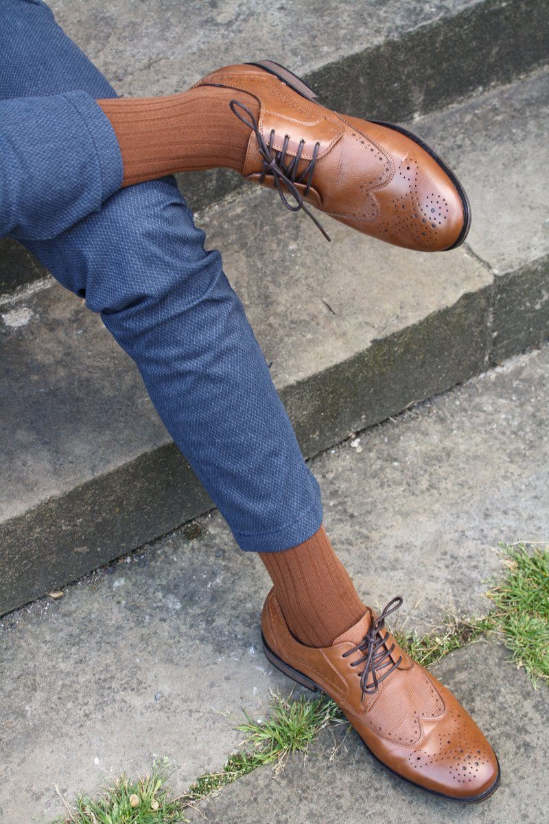 CHESTNUT BROWN Ribbed Bamboo Socks