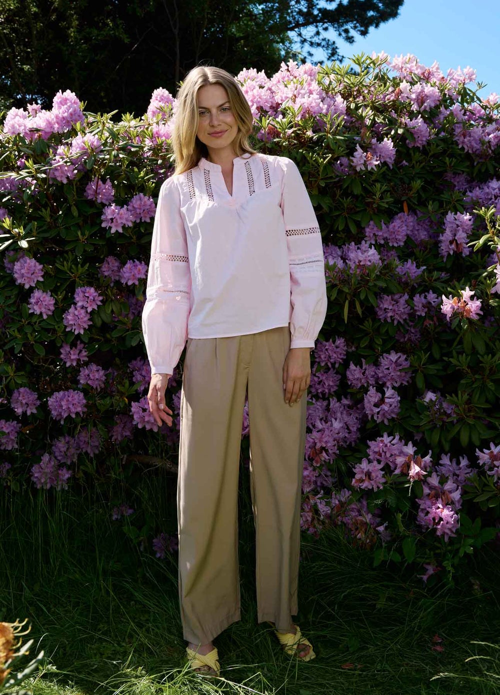 blouse with lace inserts