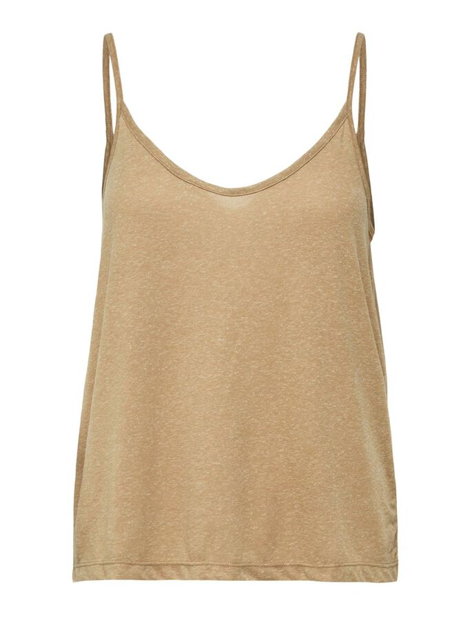 RECYCLED POLYESTER BLEND V-NECK TOP - KELP