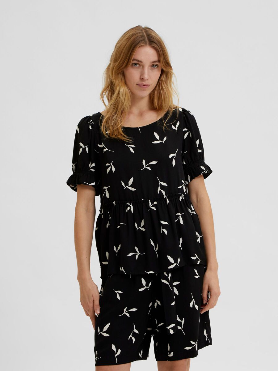 PRINTED BLOUSE - Black