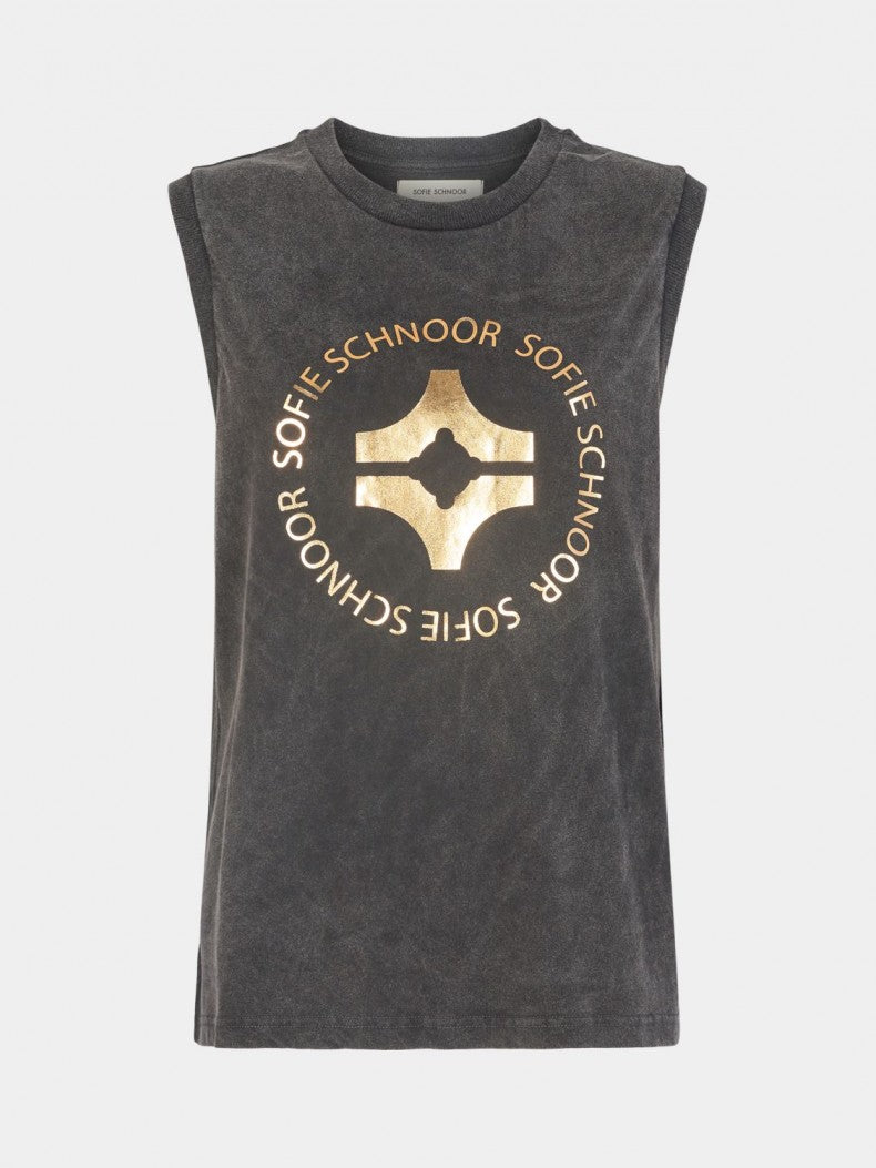 Black Top With Gold Logo