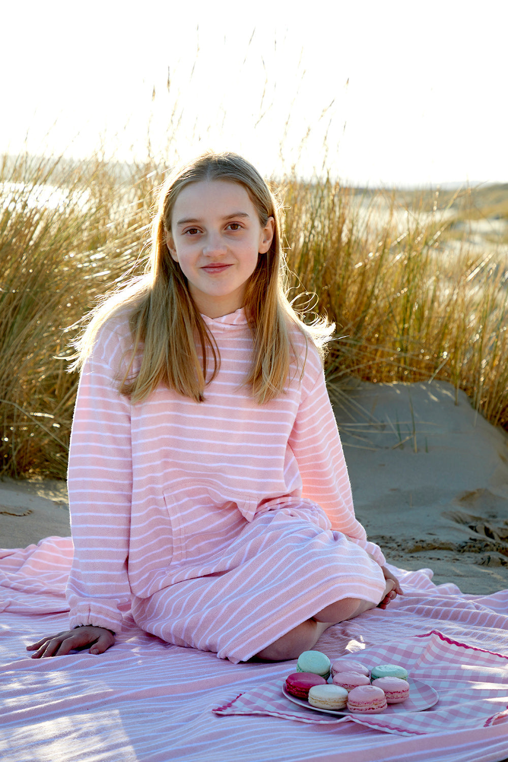 Children's Hooded Towel Robe - Rose/White