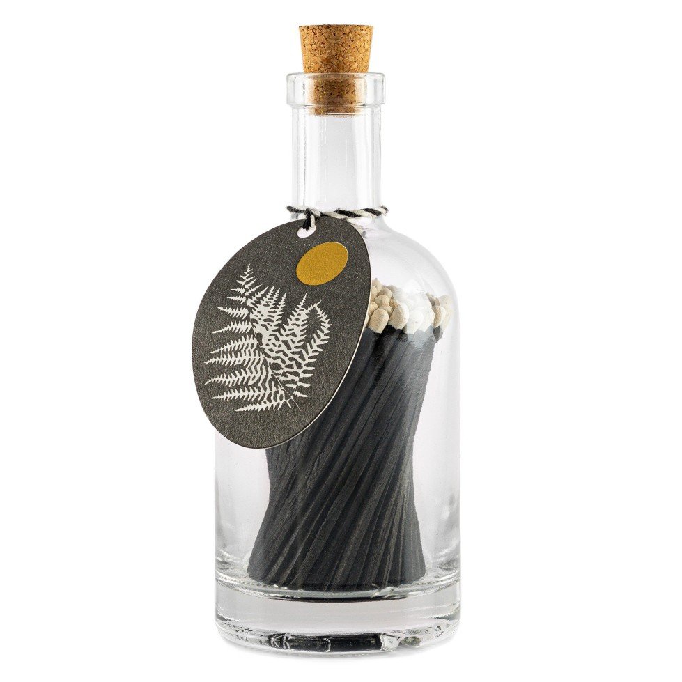 Luxury Glass Bottle Matches  - Black Fern Bottle