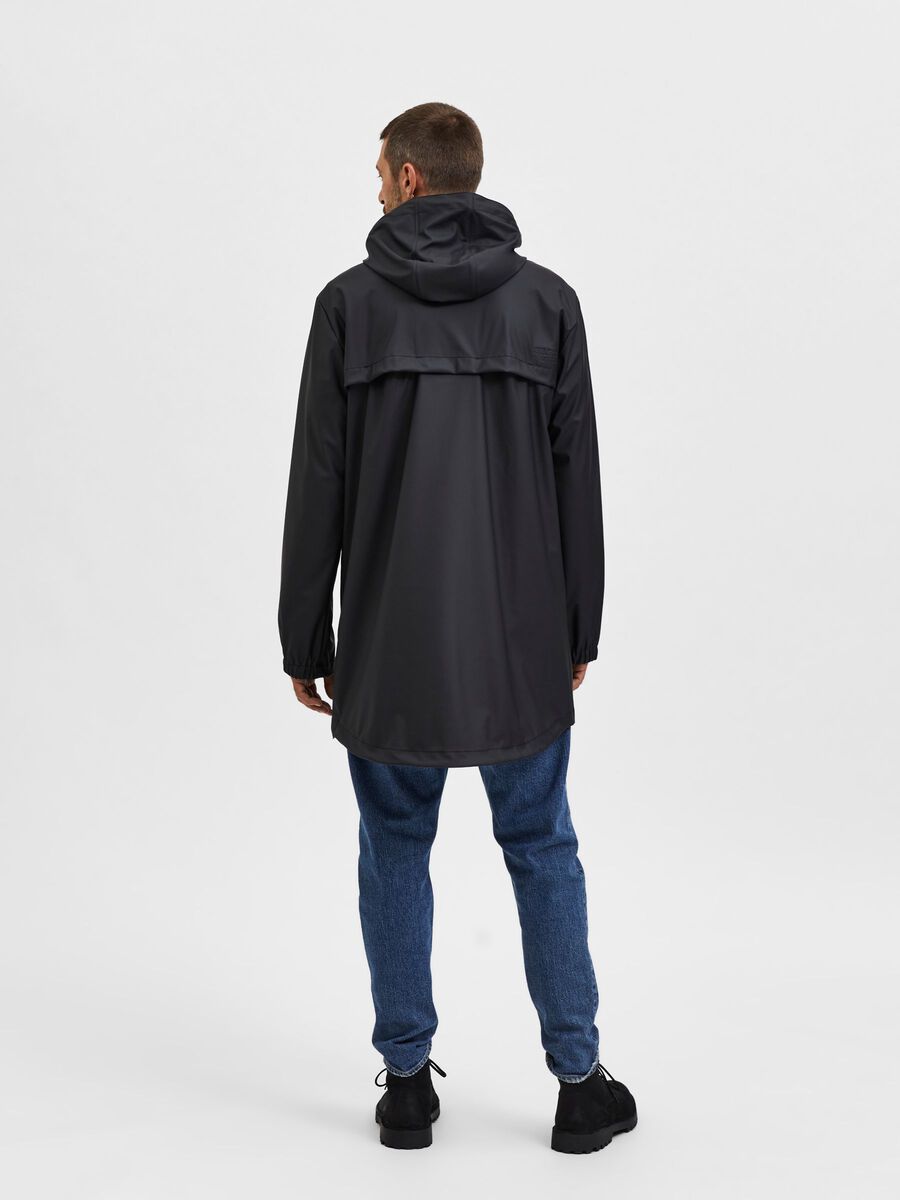 Long line rain jacket -  black