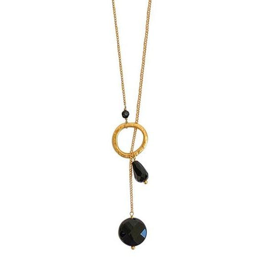 Circle Drop Onyx Necklace