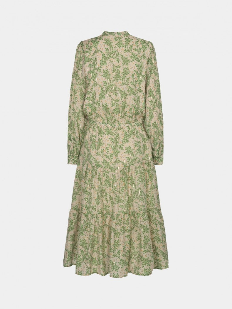 Long Sleeve Green Print Dress