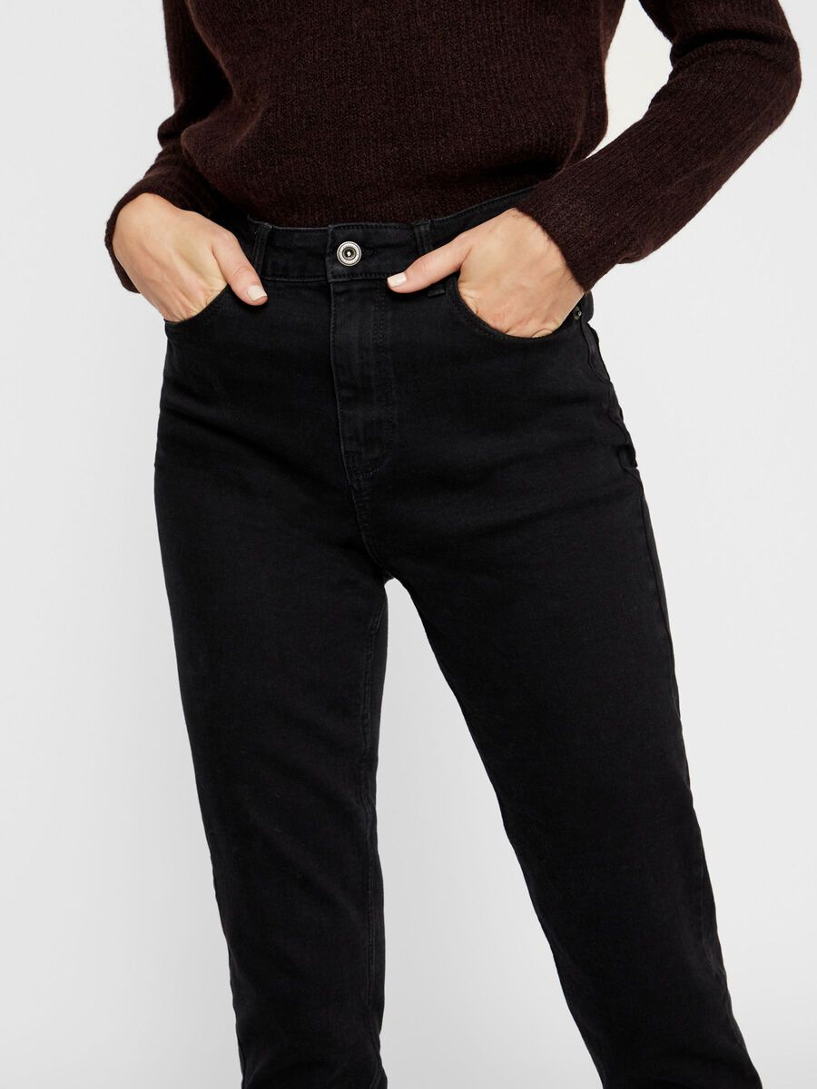 Black Stretchy High Waist Mom Jeans