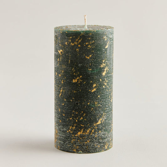 Winter Thyme Gold Marble Pillar Candle