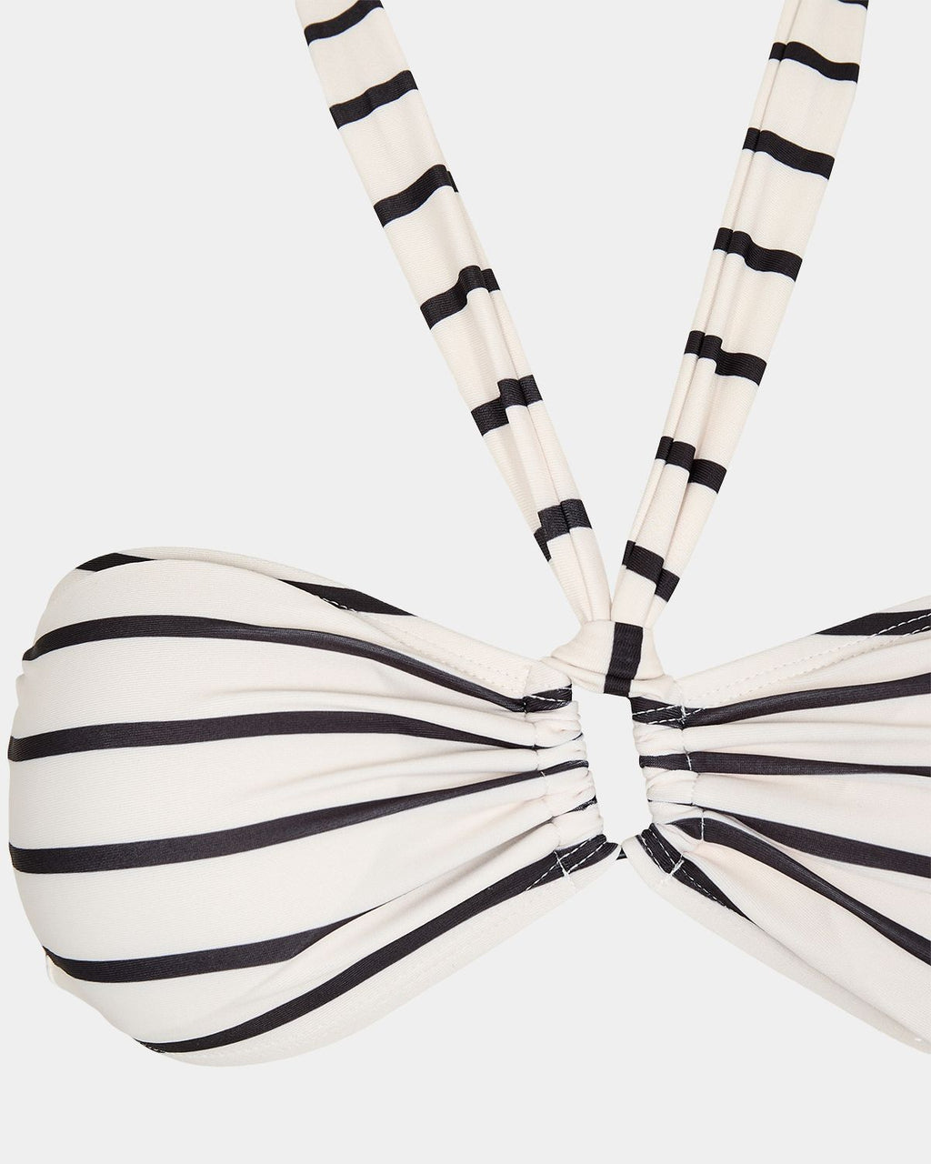 White and Black Stripe Bikini Set