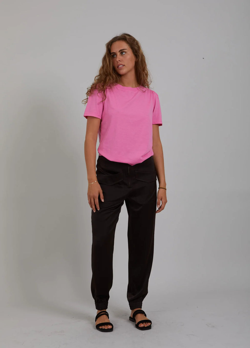 T-shirt With Pleats - Diva Pink