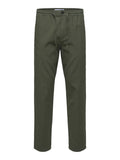 LINEN BLEND TROUSERS - OLIVE GREEN