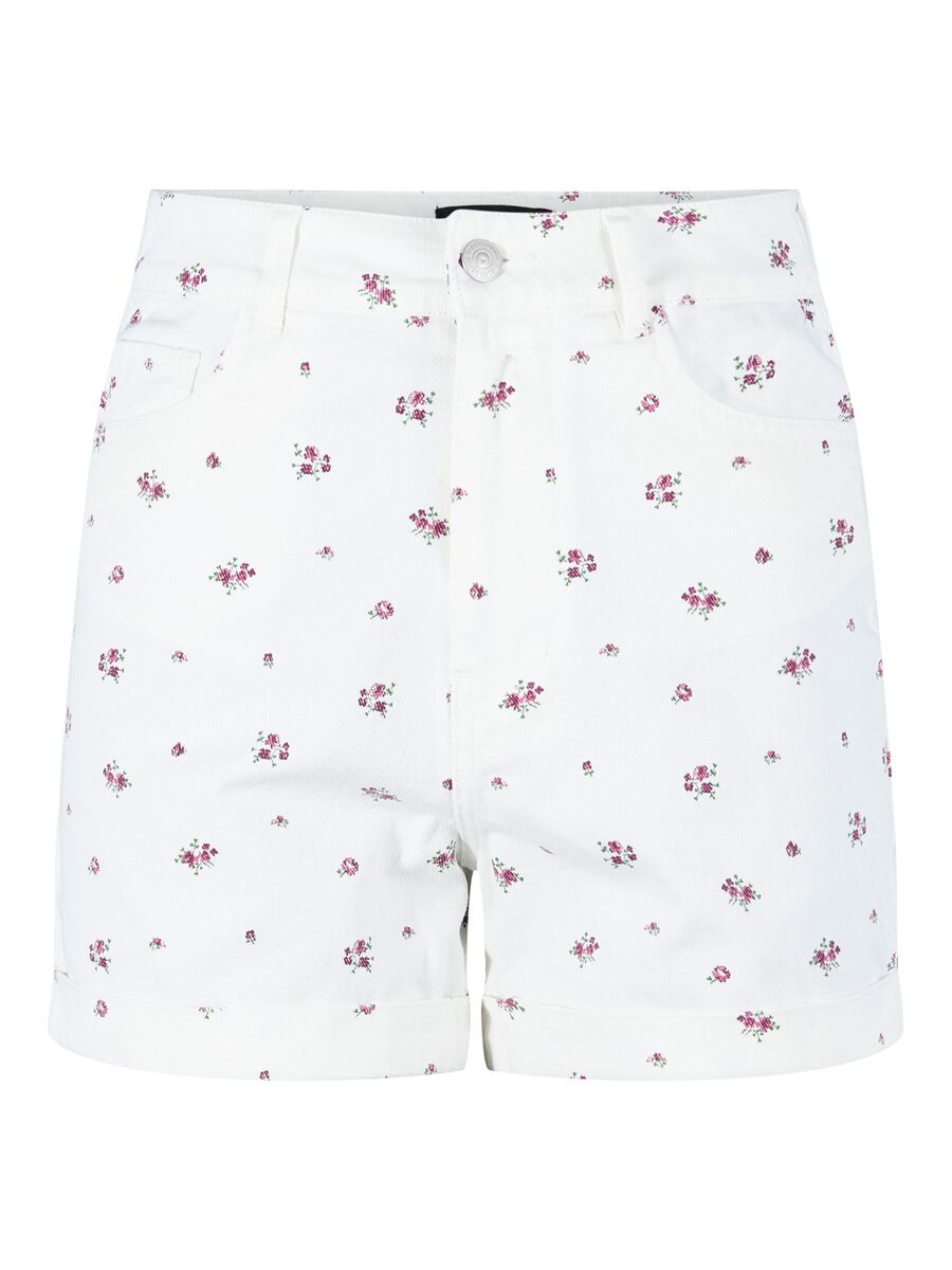 Pcelli High Waisted Shorts - White / Floral